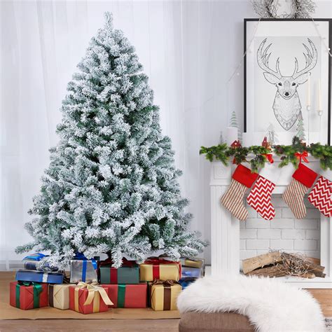 christmas tree pre lit 6ft|6ft flocked prelit christmas tree.